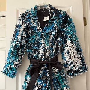Women’s Samuel Dong Waterfall Blue Petal Jacket. Size XXL. NWT.